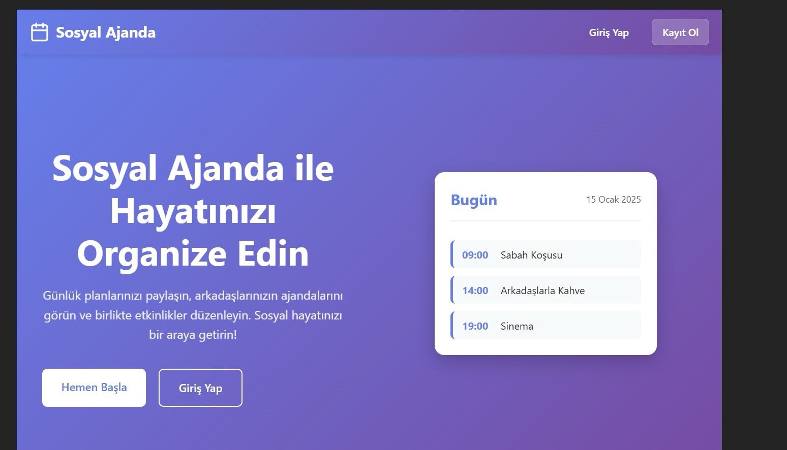 🗓️ Sosyal Ajanda - Topluluk Odaklı Planlama ve Etkinlik Platformu - Proje Görseli